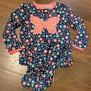 Carters toddler girls 4T footed sleeper pajamas butterfly loose fit nwot